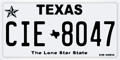 TX license plate CIE8047