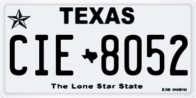 TX license plate CIE8052