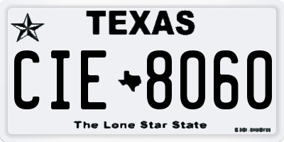 TX license plate CIE8060