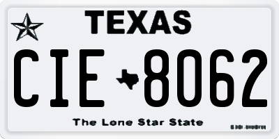 TX license plate CIE8062