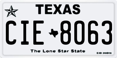 TX license plate CIE8063