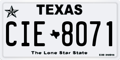 TX license plate CIE8071