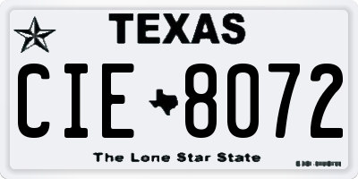 TX license plate CIE8072