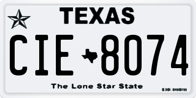 TX license plate CIE8074