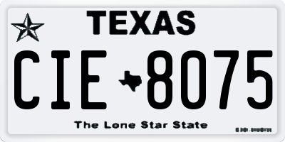 TX license plate CIE8075