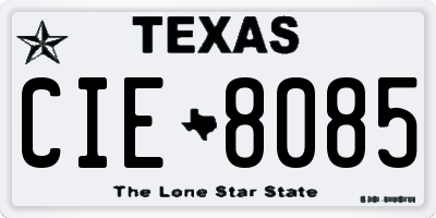 TX license plate CIE8085