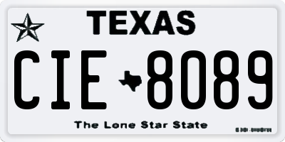 TX license plate CIE8089