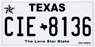 TX license plate CIE8136