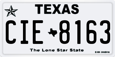 TX license plate CIE8163