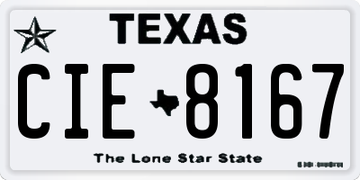 TX license plate CIE8167