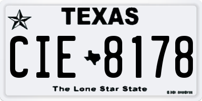 TX license plate CIE8178