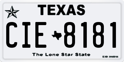 TX license plate CIE8181