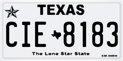 TX license plate CIE8183