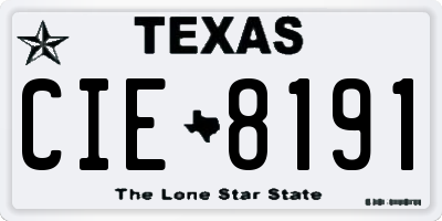 TX license plate CIE8191