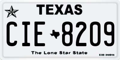 TX license plate CIE8209