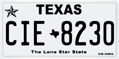 TX license plate CIE8230