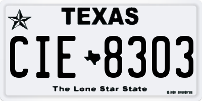 TX license plate CIE8303