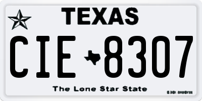 TX license plate CIE8307
