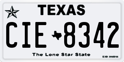 TX license plate CIE8342