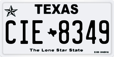 TX license plate CIE8349