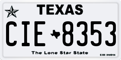 TX license plate CIE8353