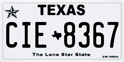 TX license plate CIE8367