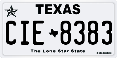 TX license plate CIE8383