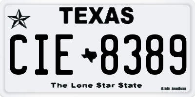 TX license plate CIE8389