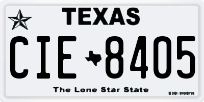 TX license plate CIE8405