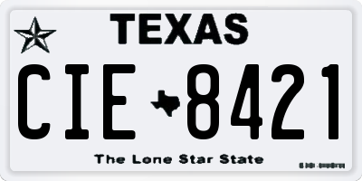 TX license plate CIE8421