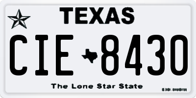 TX license plate CIE8430