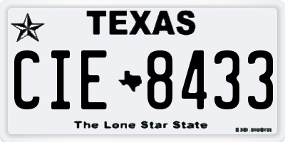 TX license plate CIE8433