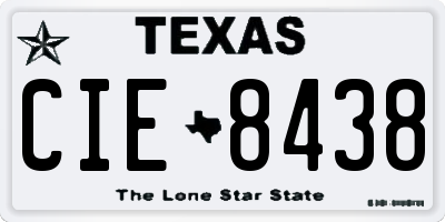 TX license plate CIE8438
