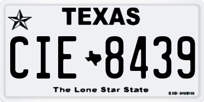TX license plate CIE8439