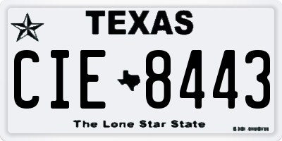 TX license plate CIE8443