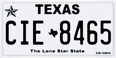 TX license plate CIE8465