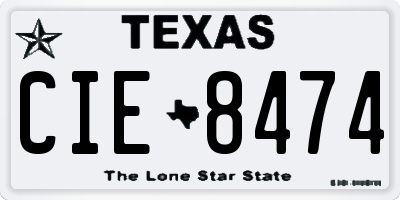 TX license plate CIE8474