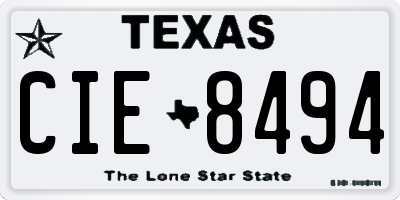 TX license plate CIE8494