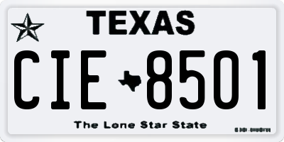TX license plate CIE8501