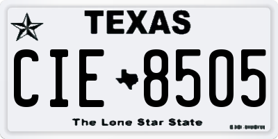TX license plate CIE8505
