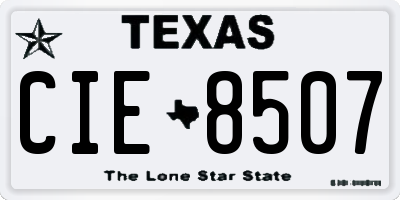 TX license plate CIE8507