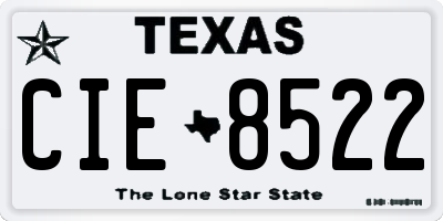 TX license plate CIE8522