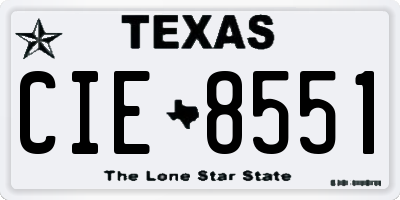 TX license plate CIE8551