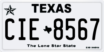 TX license plate CIE8567
