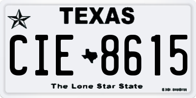 TX license plate CIE8615