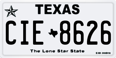 TX license plate CIE8626