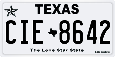 TX license plate CIE8642
