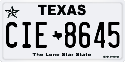 TX license plate CIE8645