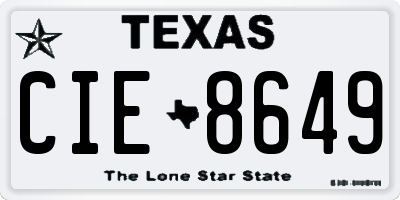 TX license plate CIE8649