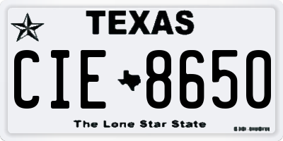 TX license plate CIE8650